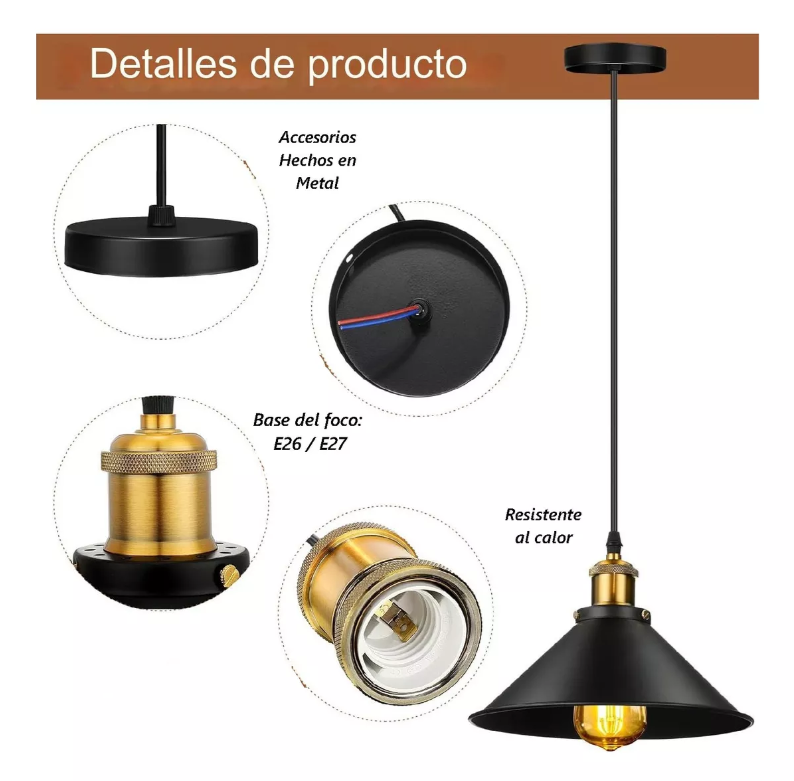 Lampara Colgante Vintage Retro