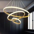 Lámpara colgante decorativa moderna dorada de anillos LED
