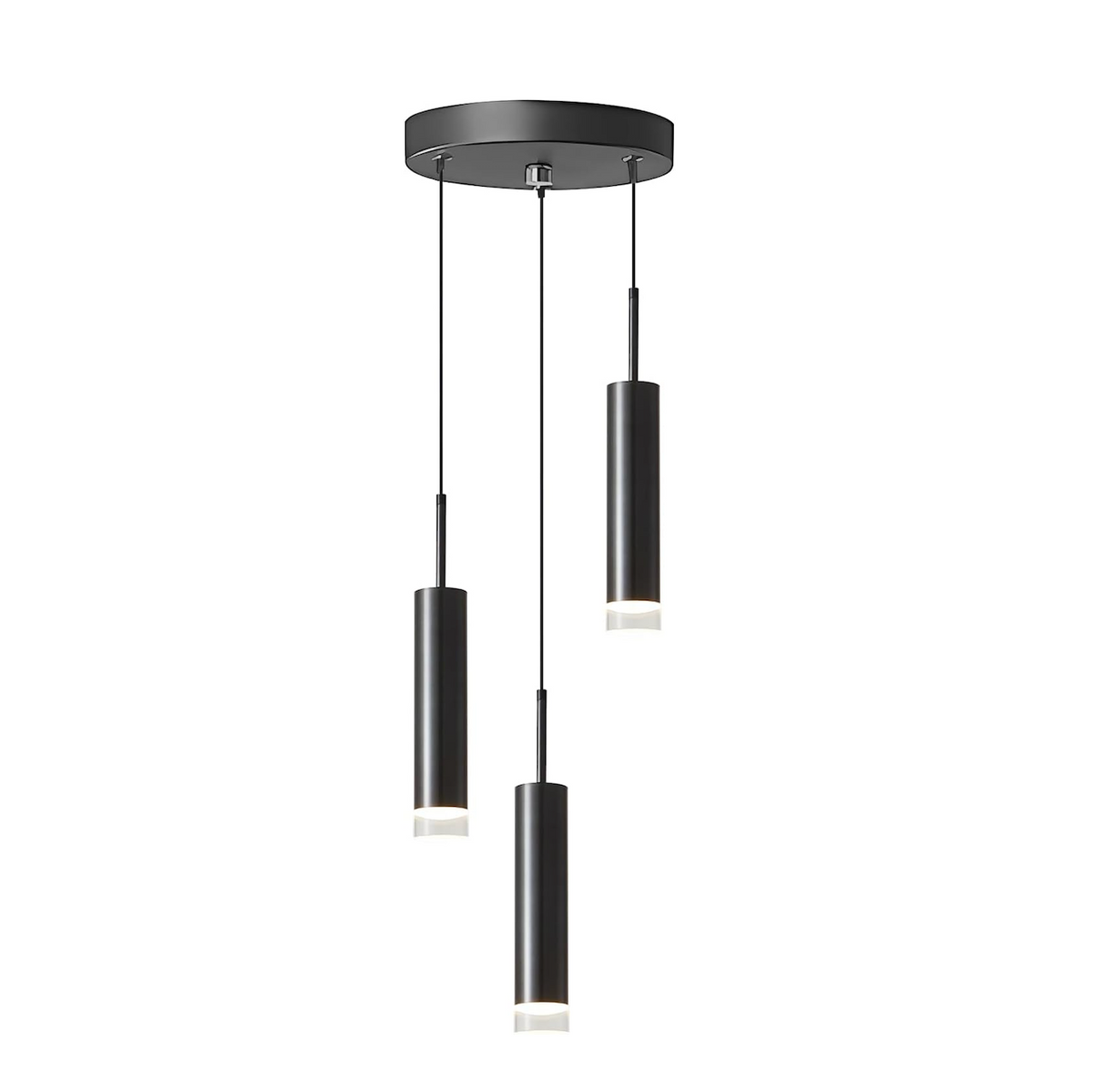 Lámpara Colgante 3 Luces Tubo Negro